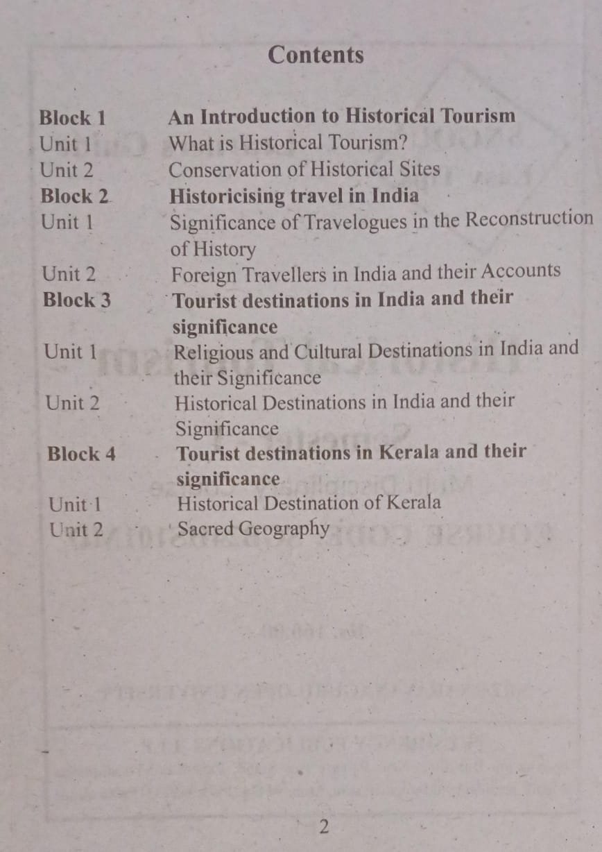 SGOU Degree Guide – Historical Tourism