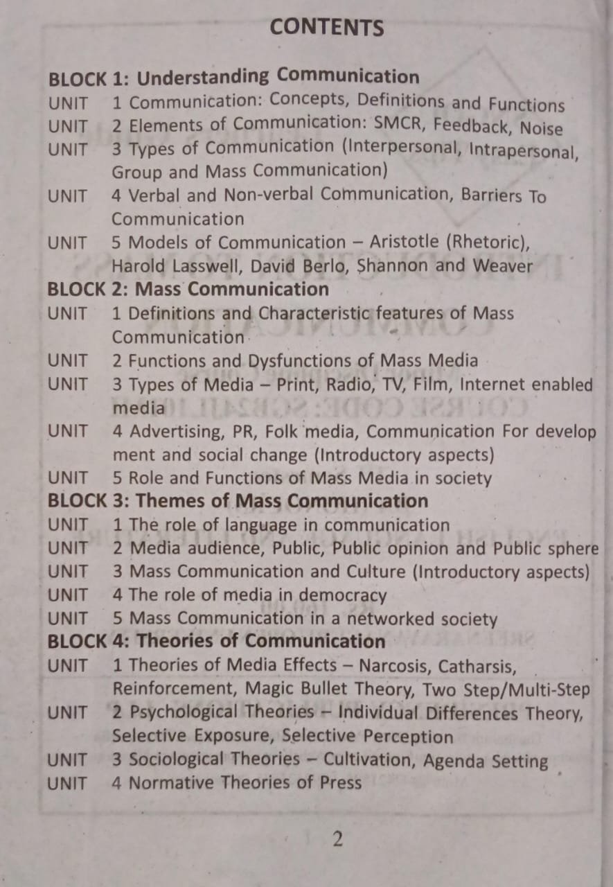 SGOU Degree Guide – Introduction to Mass Communication