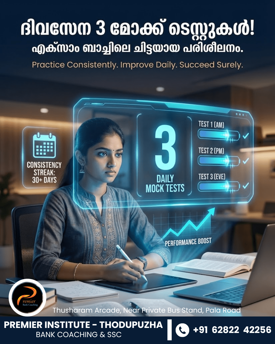 Bank Coaching in Thodupuzha – Premier Institute | Daily 3 Mock Tests