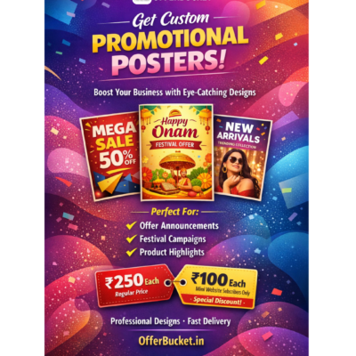 Custom promotional poster design service by OfferBucket with special subscriber discount