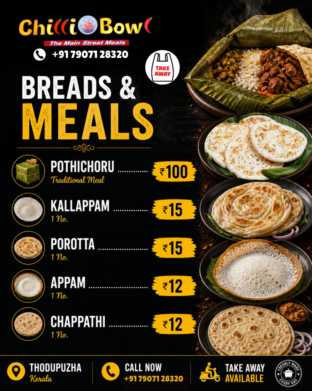 Chilly Bowl Breads & Meals Menu